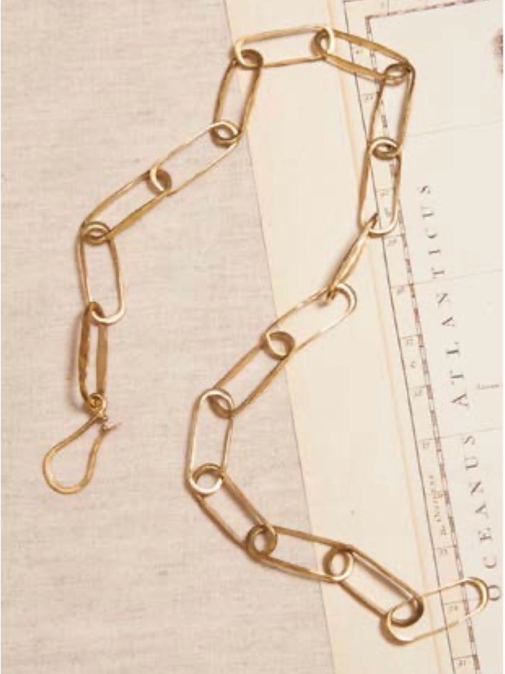 Rare Banana Republic Aureus + Argent Heirloom Hammered Brass Link Necklace